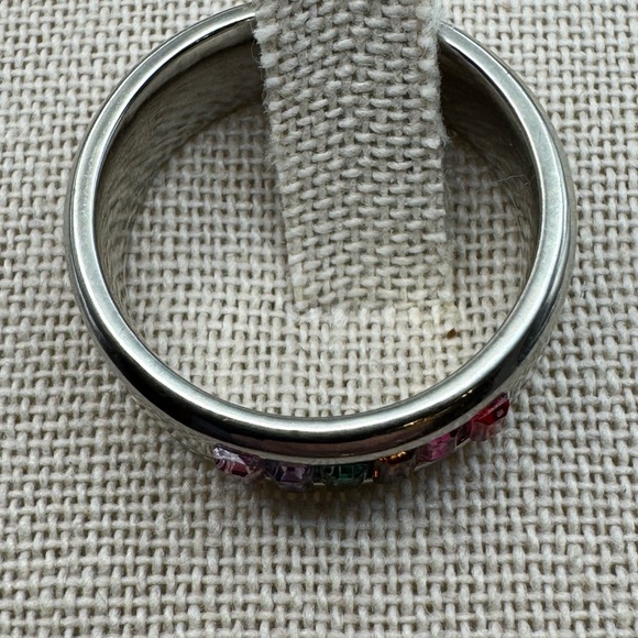 2016- New Stainless Steel Silver Band Shiny Rhinestones Ring Size 9 - Picture 9 of 11